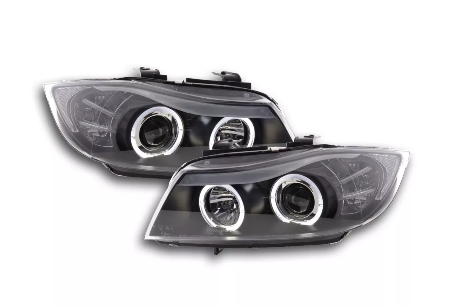 FK Pair LED DRL Projector headlights BMW 3-series type E90 E91 05-08 black LHD