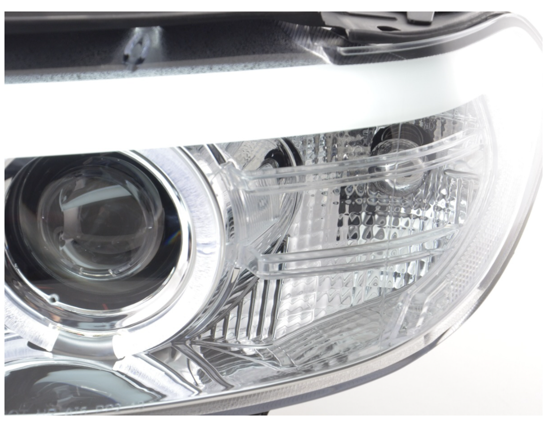 FK Paar LED DRL Projektor Halo-Scheinwerfer BMW X5 E53 03–06 Chrom LHD XENON