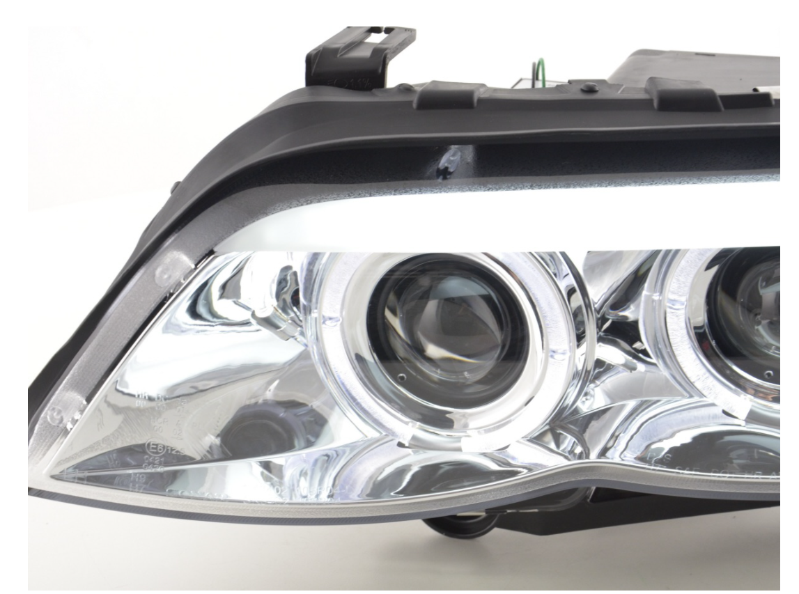 FK Paar LED DRL Projektor Halo-Scheinwerfer BMW X5 E53 03–06 Chrom LHD XENON