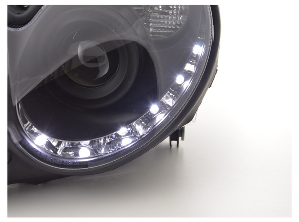 FK LED DRL Angel Eye Projektor-Scheinwerfer-Set Mercedes CLK W209 04–09, Schwarz, LHD