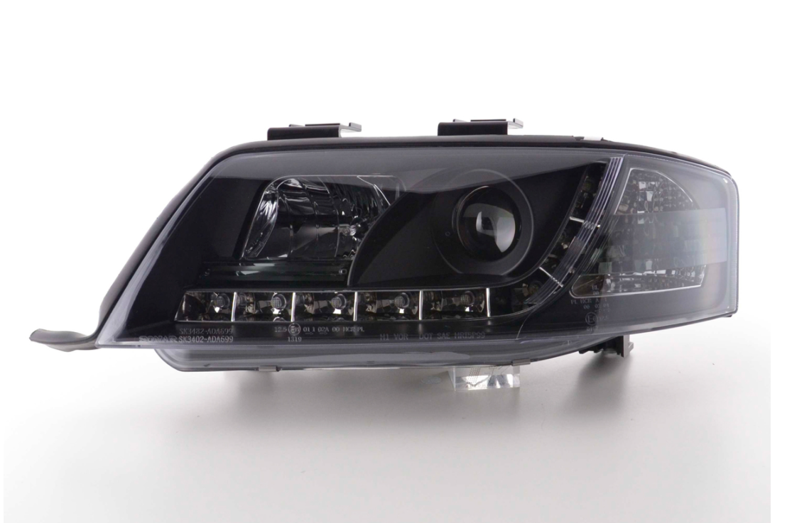 FK LED-Scheinwerfer LED DRL Projektor Audi A6 4B C5 97-00 schwarz S6 S-Line LHD