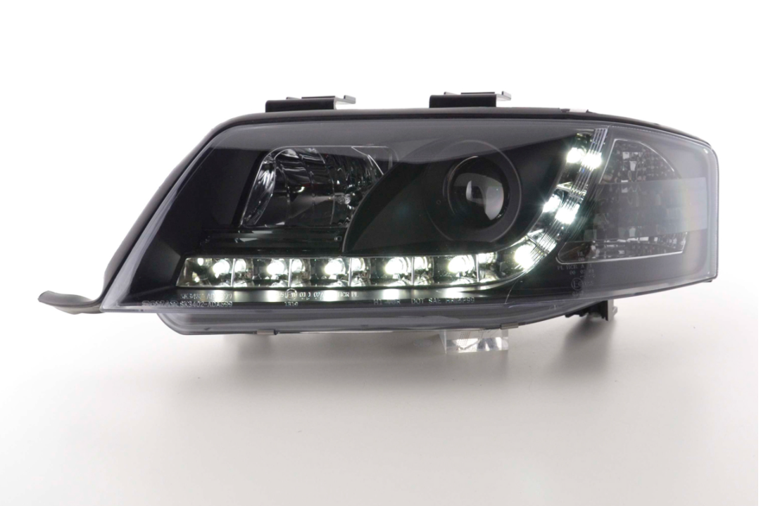 FK LED-Scheinwerfer LED DRL Projektor Audi A6 4B C5 97-00 schwarz S6 S-Line LHD