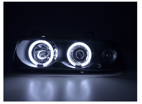 FK LED-Scheinwerfer Angel Eyes Halo Ring BMW 3er E36 Coupe Cabrio 92-98 schwarz