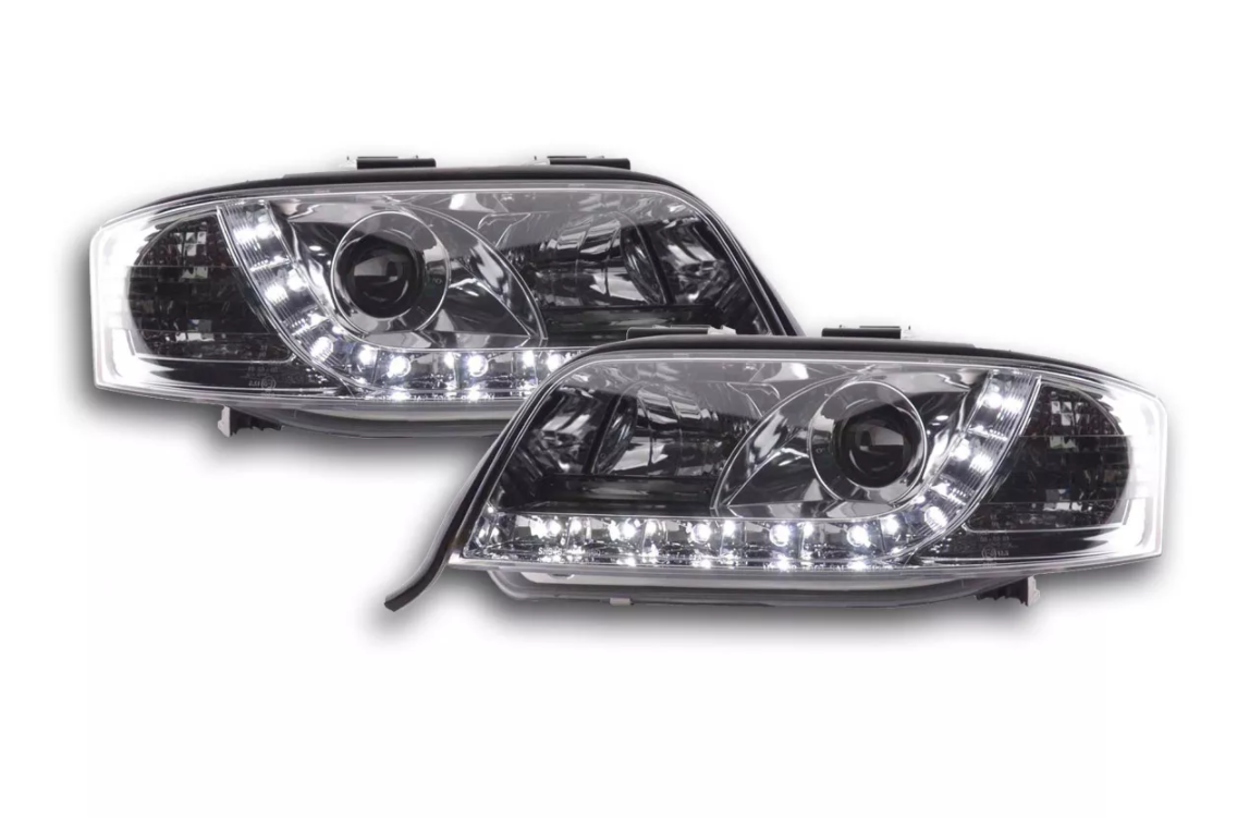 FK LED-Scheinwerfer LED DRL Projektor Audi A6 4B C5 97-01 schwarz S6 S-Line LHD