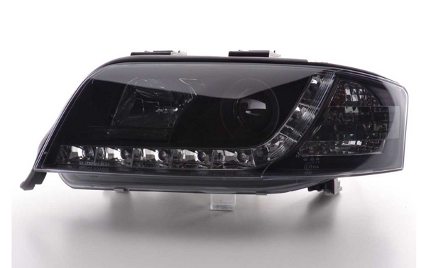 FK LED-Scheinwerfer LED DRL Projektor Audi A6 4B C5 01-04 schwarz S6 S-Line LHD