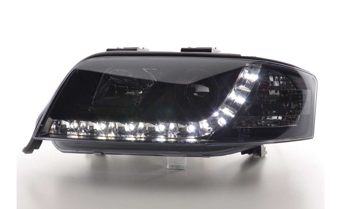 FK LED-Scheinwerfer LED DRL Projektor Audi A6 4B C5 01-04 schwarz S6 S-Line LHD