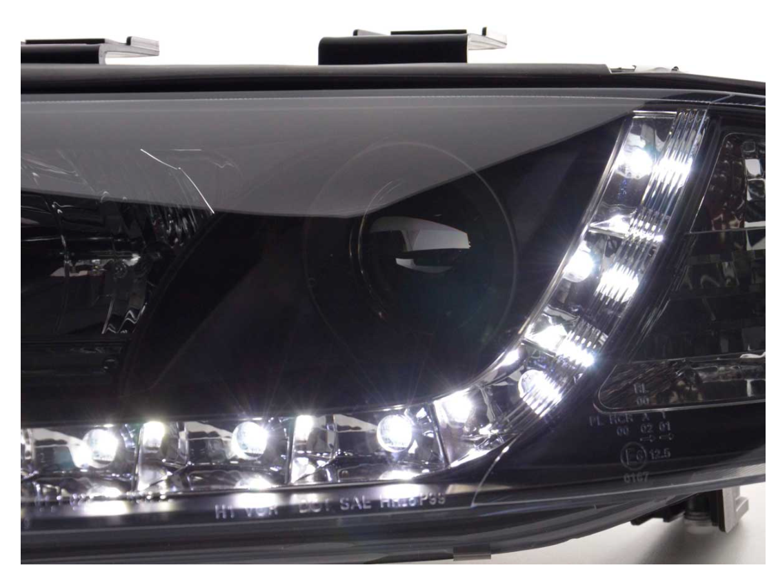 FK LED-Scheinwerfer LED DRL Projektor Audi A6 4B C5 01-04 schwarz S6 S-Line LHD