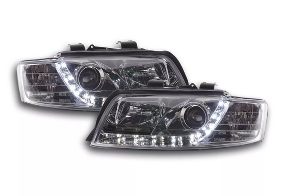 FK Set LED DRL Scheinwerfer Halo Projektor Audi A4 B6 8E 01-04 Schwarz LHD S4