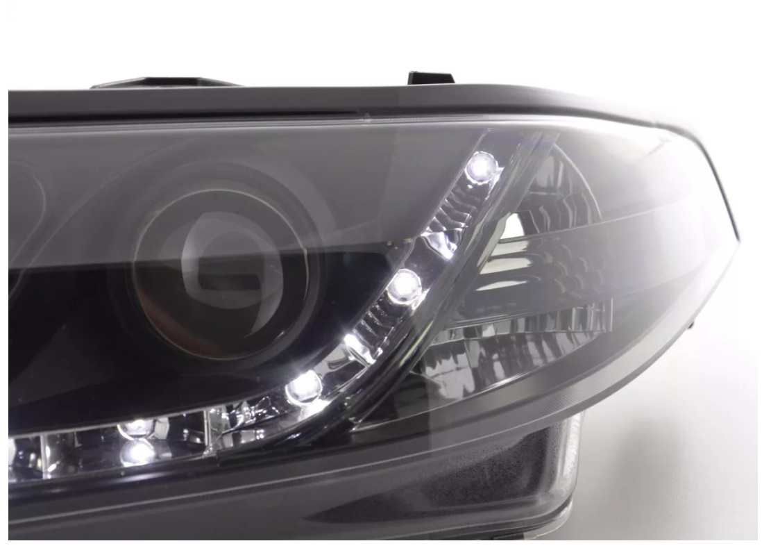 FK LED DRL Angel Eye Projector headlights Renault Laguna G 01-05 black LHD