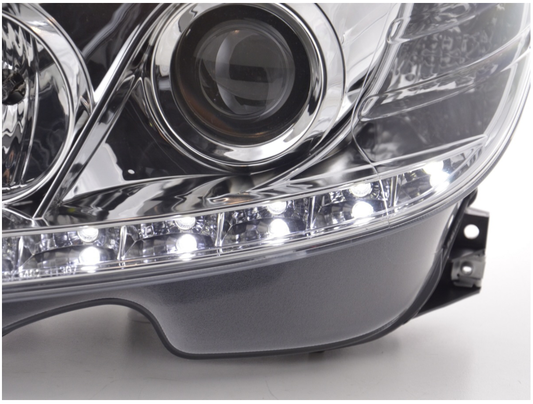 FK LED Headlights DRL Projector Mercedes C-Class W204 07-10 chrome LHD C63 AMG