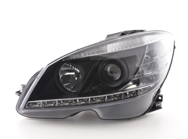 FK LED Headlights DRL Projector Mercedes C-Class W204 07-10 black LHD C63 AMG