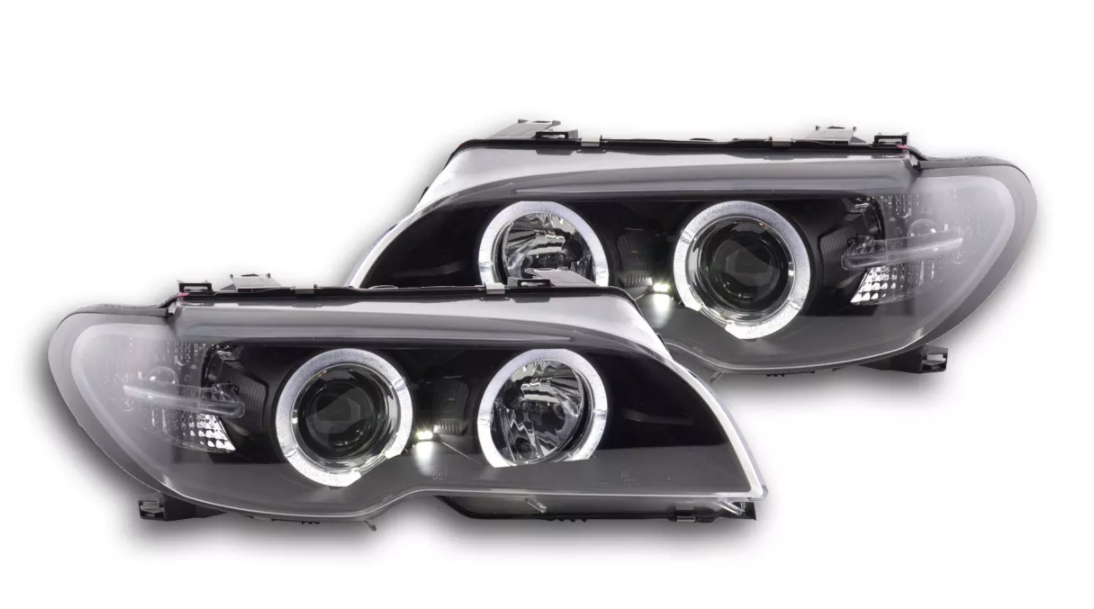 FK LED DRL Angel Eye Projector headlights BMW 3-series E46 Coupe Cabrio 03+ LHD