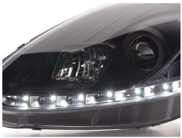 FK LED DRL Angel Eye Projector headlights Fiat Grande Punto 199 08+ Black LHD