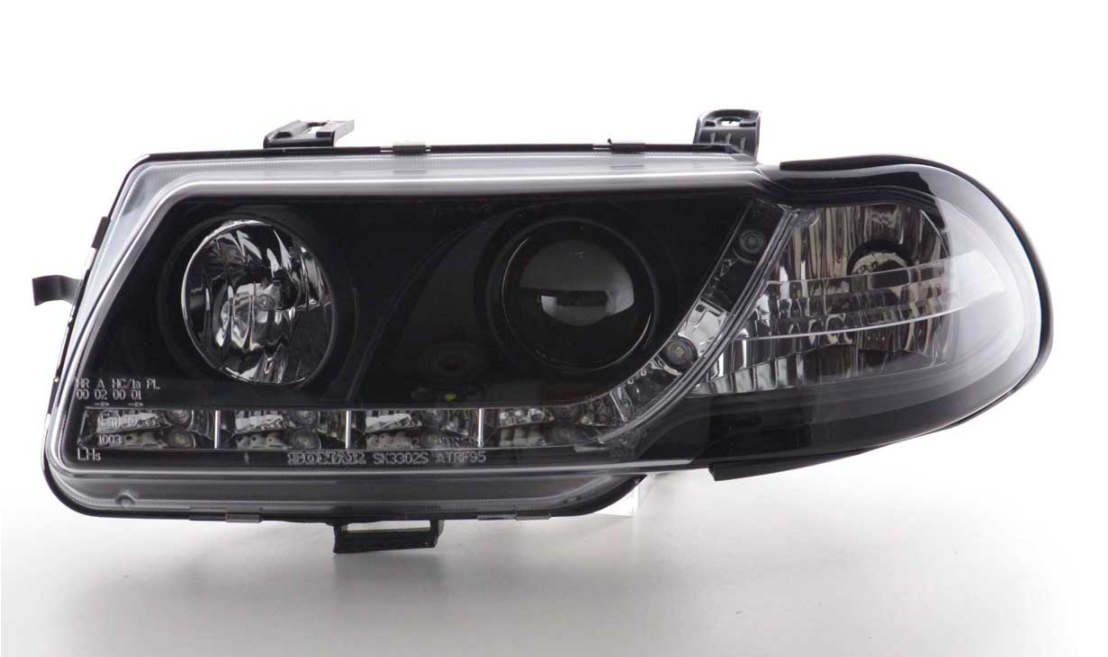 FK Vauxhall Opel Astra F 95–97 LED DRL Lightbar Halo Projektor Scheinwerfer LHD