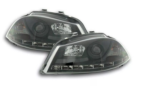 FK Pair LED DRL Projector headlights Seat Ibiza type 6L 03-08 black