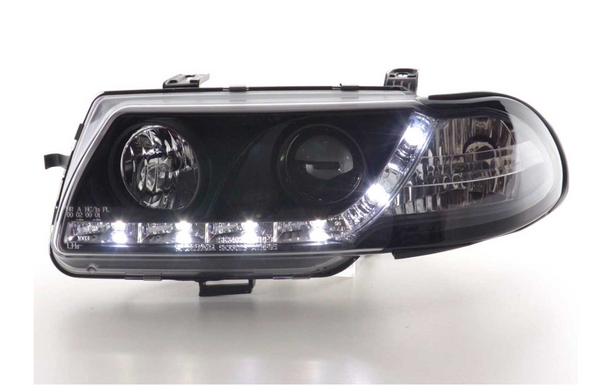 FK Vauxhall Opel Astra F 95–97 LED DRL Lightbar Halo Projektor Scheinwerfer LHD