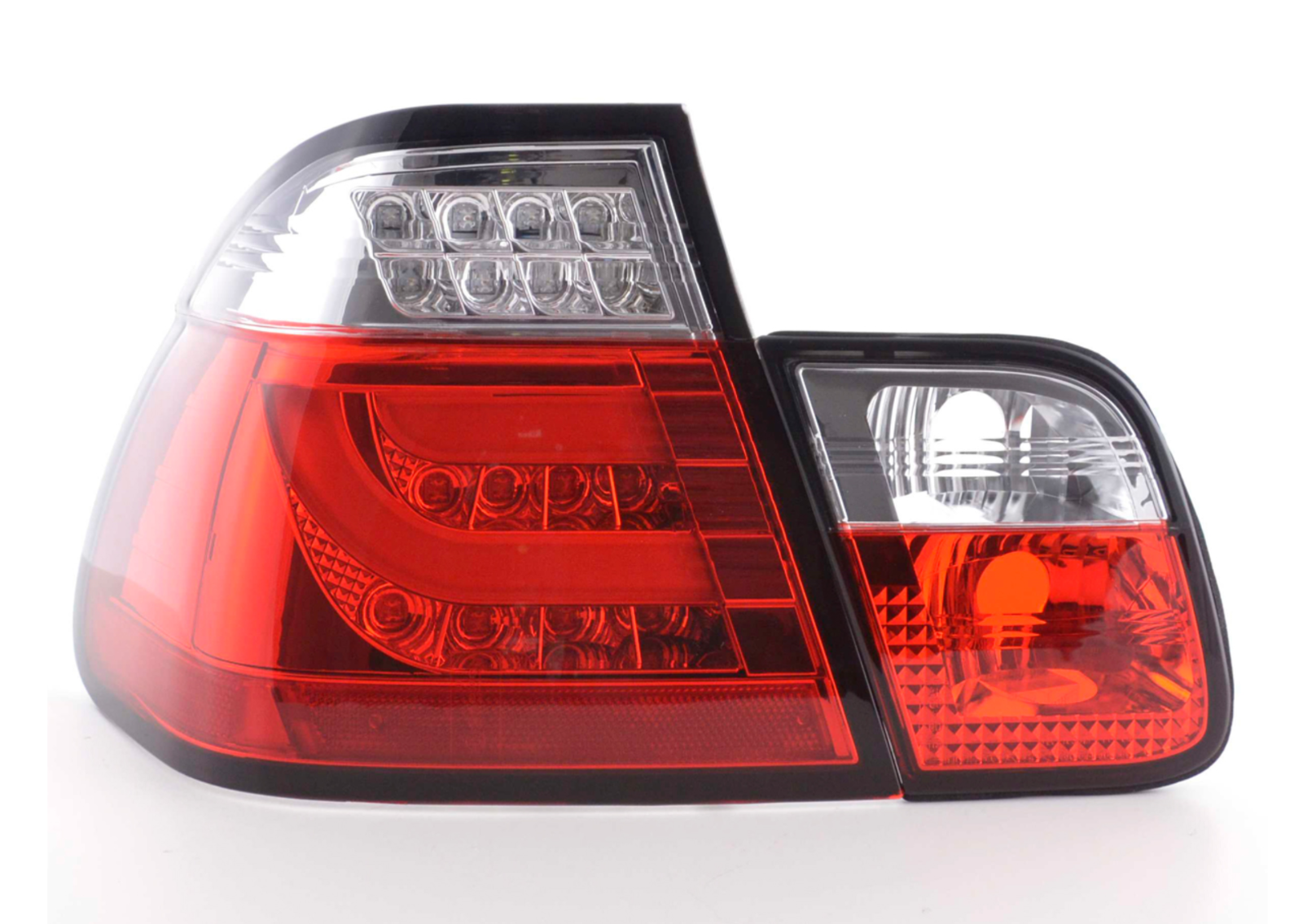 FK Pair LED Light Bar REAR LIGHTS BMW E46 Saloon 98-01 red / clear 330 320 LHD