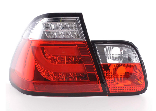 FK Paar LED-Lichtleiste RÜCKLEUCHTEN BMW E46 Limousine 98-01 rot / klar 330 320 LHD