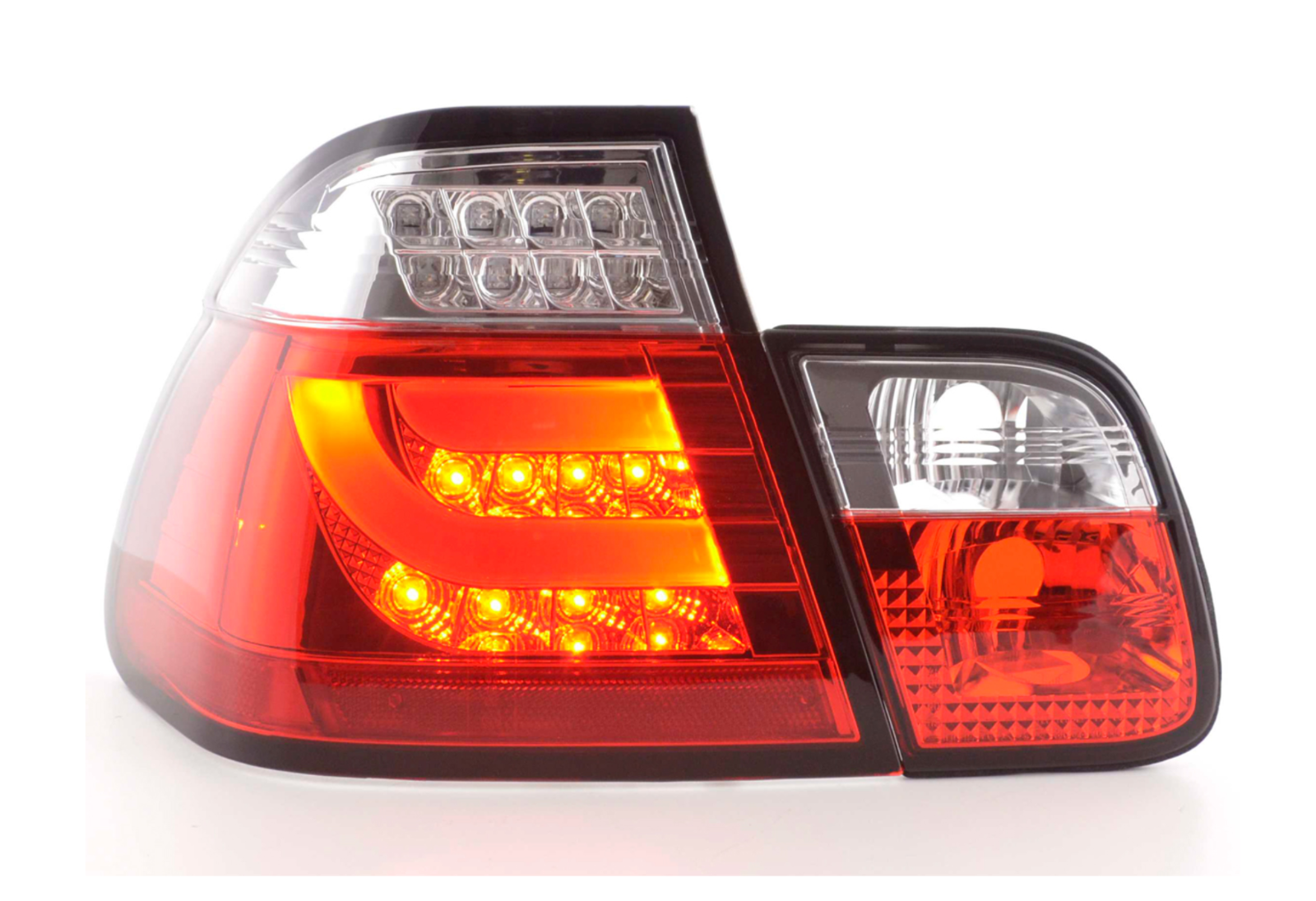 FK Pair LED Light Bar REAR LIGHTS BMW E46 Saloon 98-01 red / clear 330 320 LHD