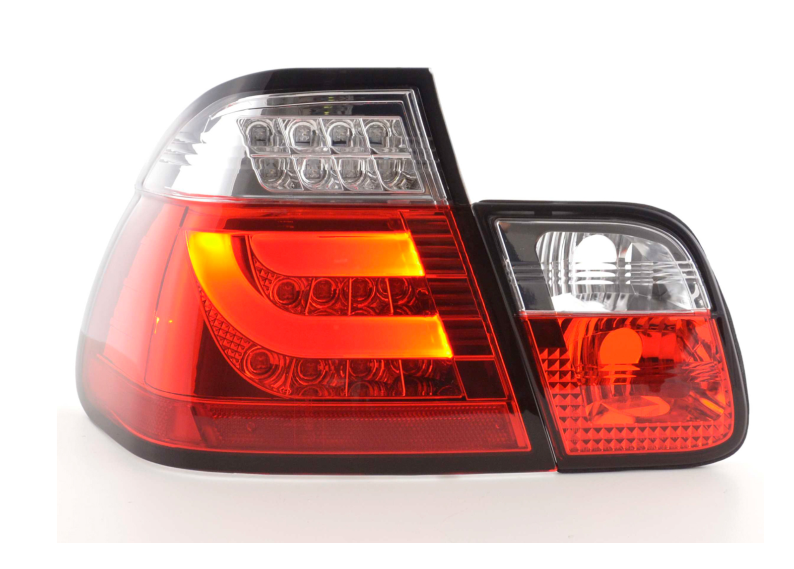 FK Pair LED Light Bar REAR LIGHTS BMW E46 Saloon 98-01 red / clear 330 320 LHD