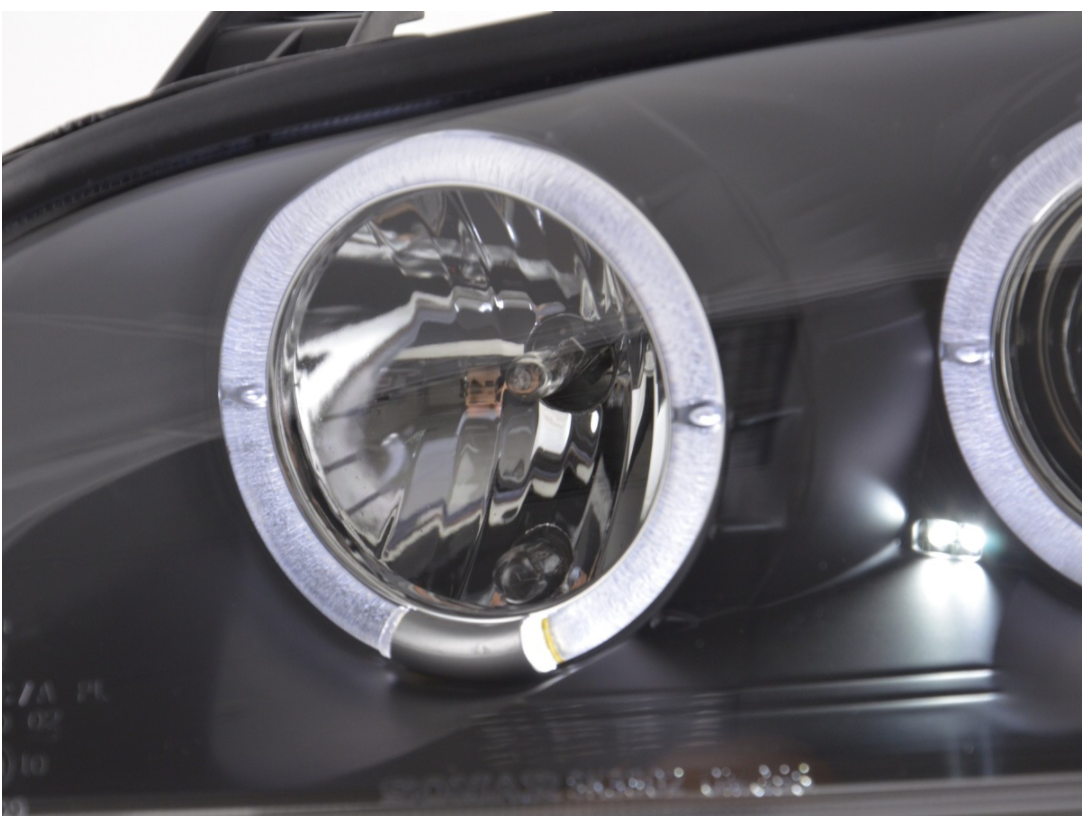 FK LED DRL Angel Eye Projektorscheinwerfer Opel Vauxhall Omega B 94-99 schwarz LHD 