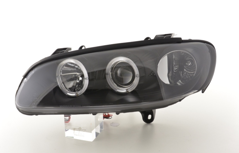 FK LED DRL Angel Eye Projector headlights Opel Vauxhall Omega B 94-99 black LHD