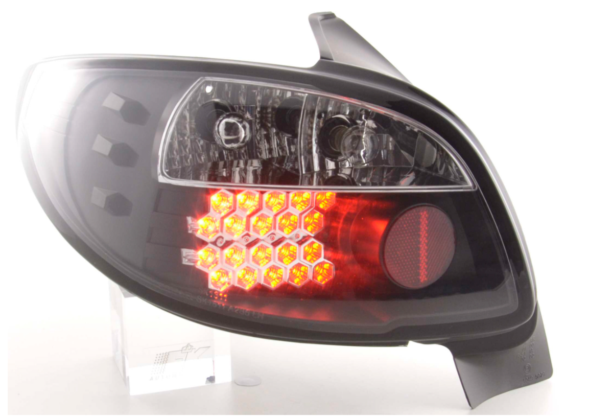 FK Pair Peugeot 206 98-05 3&5dr LED DRL Lightbar Rear Lights black LHD Black