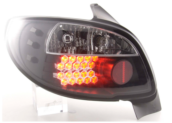 FK Pair Peugeot 206 98–05 3&amp;5dr LED DRL Lightbar Rear Lights black LHD Black 