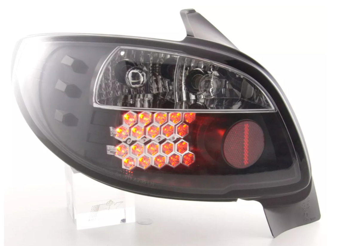 FK Pair Peugeot 206 98-05 3&5dr LED DRL Lightbar Rear Lights black LHD Black