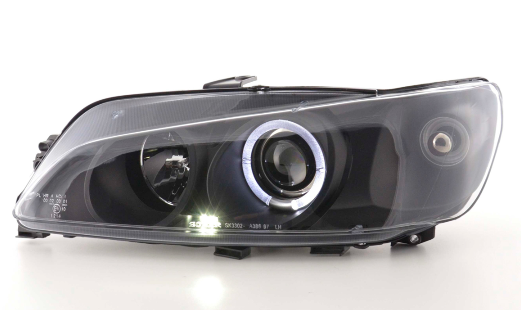 FK LED DRL Angel Eye Projector headlights Peugeot 306 97-00 black LHD