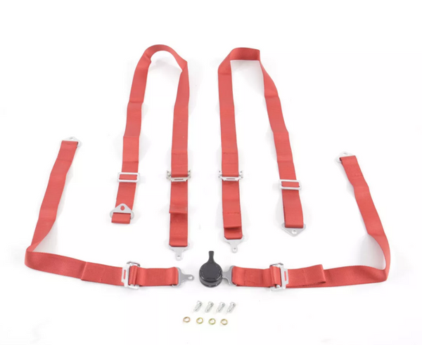 FK harness 4 point universal seat belt RED track rally race bucket safety 4.7cm