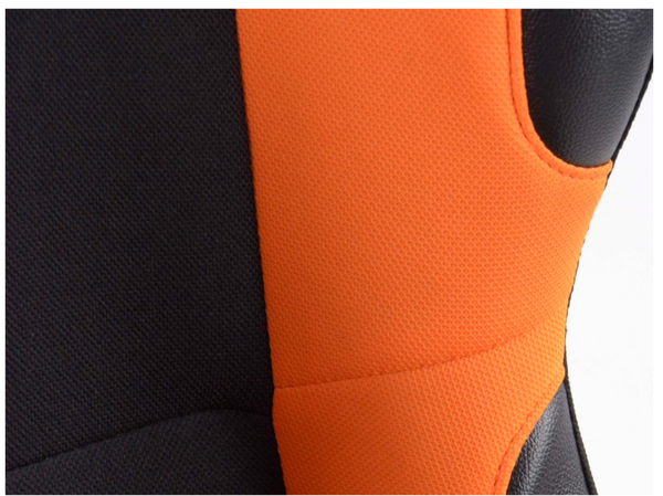 FK Universal Fixed Back Bucket Seats & slide runners Orange Track Drift Car 4x4