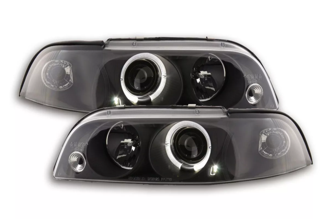 FK LED DRL Angel Eye Projector headlights Fiat Punto 1 MK1 176 93-98 black LHD