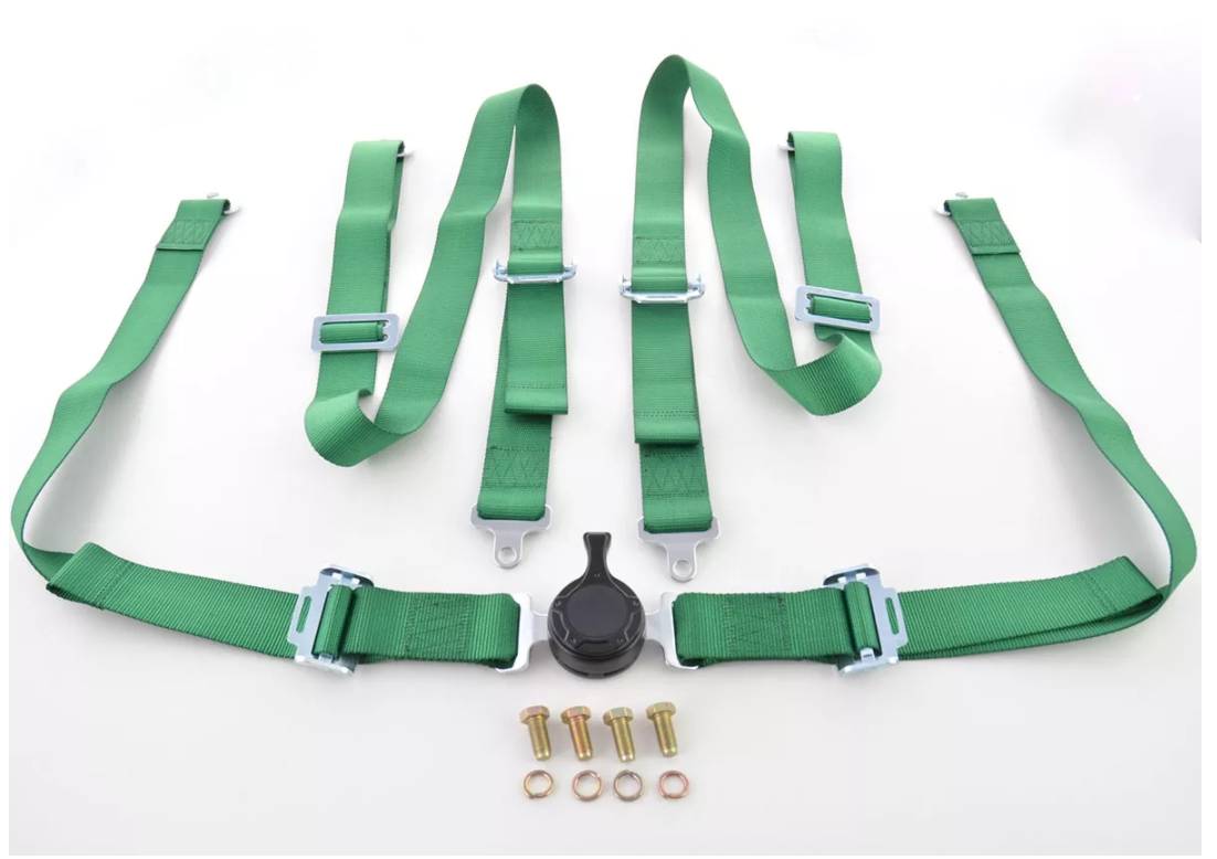 FK harness 4 point universal seat belt green track rally race bucket safety