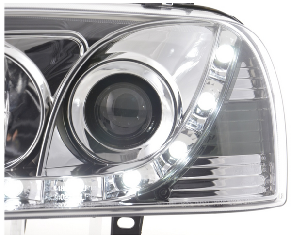 FK Pair LED DRL Projector headlights VW Golf 3 MK3 91-97 black chrome LHD