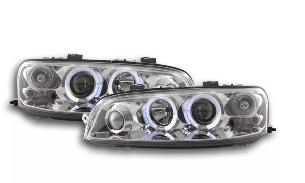 FK LED DRL Angel Eye Projektorscheinwerfer Fiat Punto 2 MK2 188 99-02 Chrom LHD 