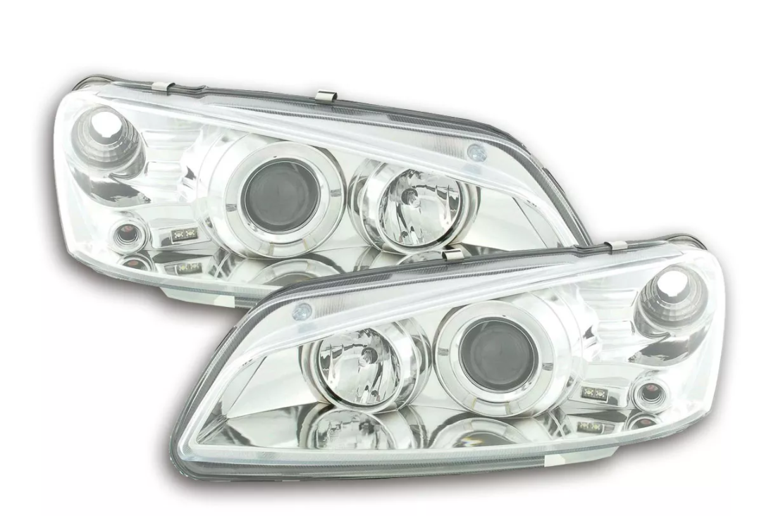 FK LED DRL Angel Eye Projector headlights Peugeot 106 2 S2 MK2 96-03 chrome LHD