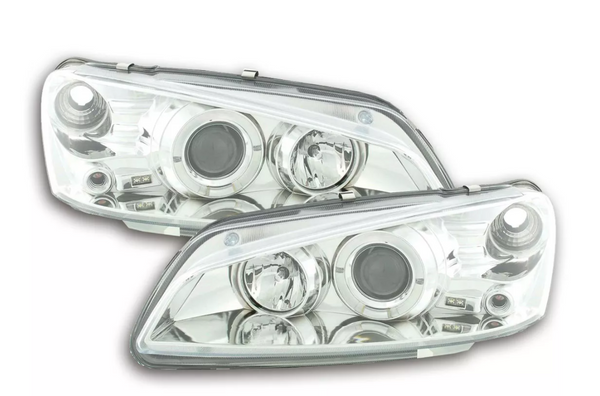 FK LED DRL Angel Eye Projector headlights Peugeot 106 2 S2 MK2 96-03 chrome LHD