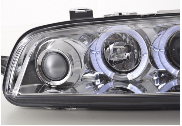 FK LED DRL Angel Eye Projector headlights Fiat Punto 2 MK2 188 99-02 chrome LHD