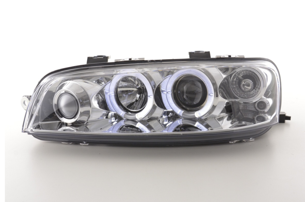 FK LED DRL Angel Eye Projector headlights Fiat Punto 2 MK2 188 99-02 chrome LHD