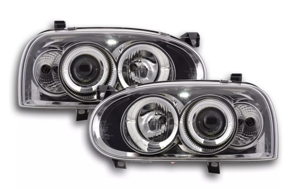 FK LED DRL Angel Eye Projector headlights VW Golf 3 MK3 1HXO 1 EXO 91-97 LHD