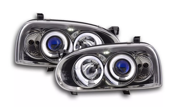 FK LED DRL Angel Eye Projector headlights VW Golf 3 MK3 1HXO 1 EXO 91-97 LHD