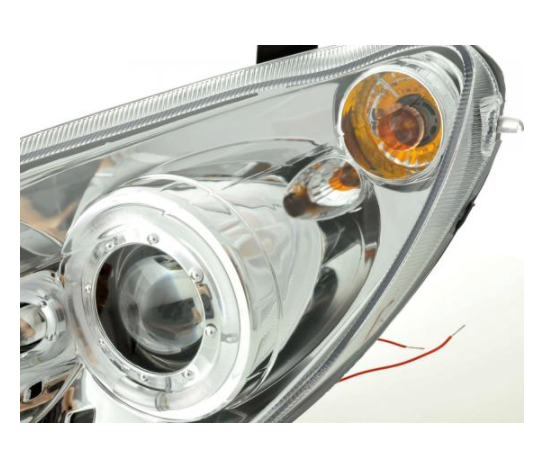 FK LED DRL Angel Eye Projector headlights Peugeot 307 01-06 chrome LHD