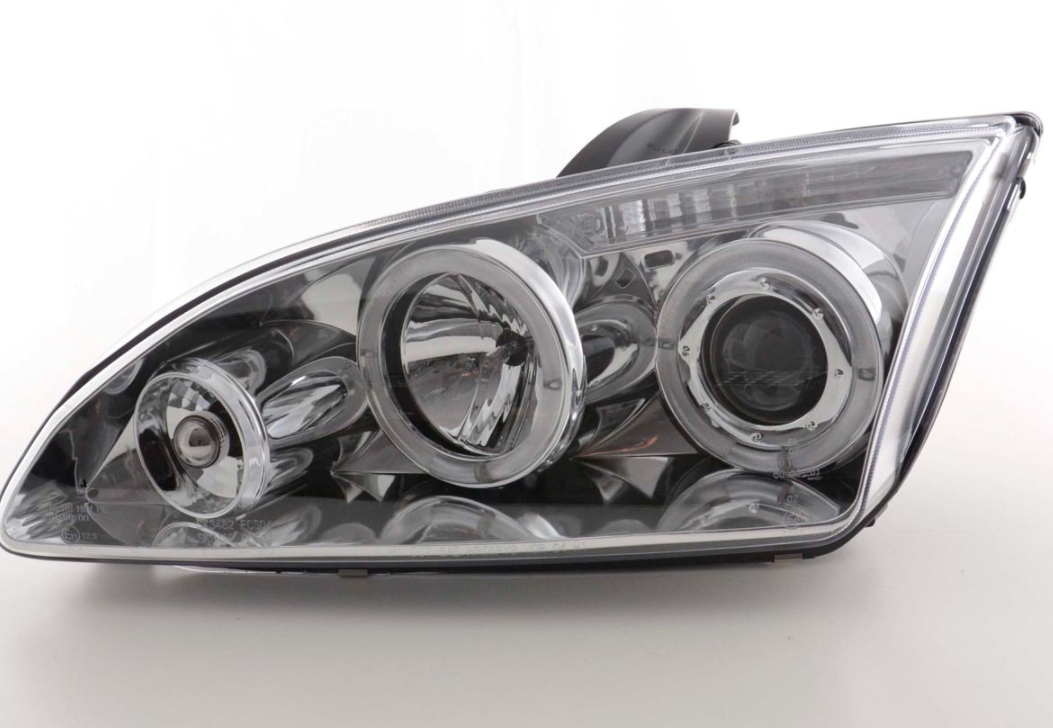 FK LED DRL Angel Eye Projector headlights Ford Focus 2 MK2 C307 05-08 chrome LHD