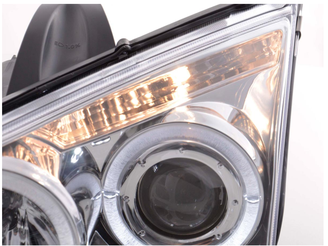 FK LED DRL Angel Eye Projector headlights Ford Focus 2 MK2 C307 05-08 chrome LHD