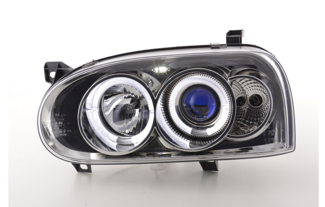 FK LED DRL Angel Eye Projector headlights VW Golf 3 MK3 1HXO 1 EXO 91-97 LHD