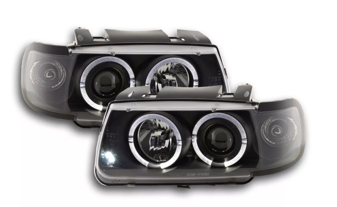 FK Pair LED DRL Black headlights VW Polo 6N 94-99 black LHD