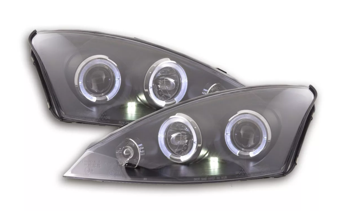 FK Pair LED DRL Black headlights Ford Focus MK1 1 C170 98-01 black LHD ST RS