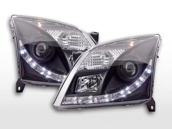 FK Set LED Angel Eye Headlights DRL Opel Vauxhall Vectra C 02-05 black RHD