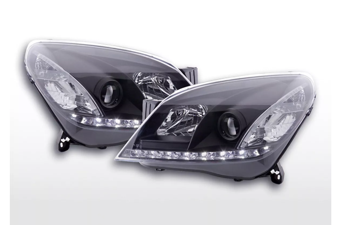 FK LED DRL Angel Eye Projector headlights Opel Vauxhall Astra H 04-10 black RHD